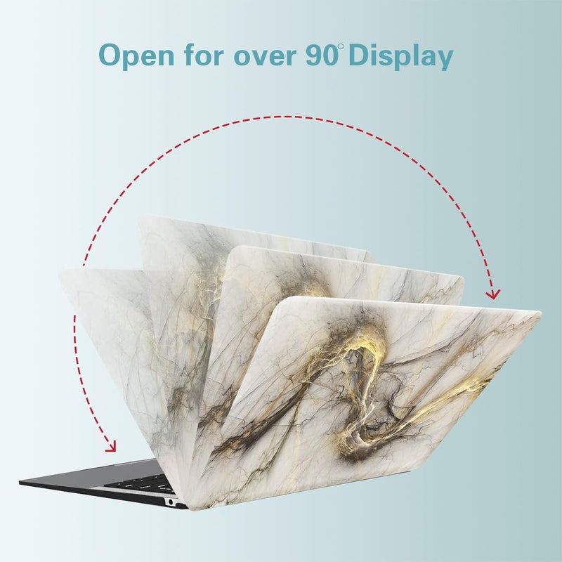 FUNUT for MacBook Air 13 inch Case 2022 2021 2020 2019 2018 Release M1 A2337/A2179/A1932, MacBook Air 2020 Case, Plastic Hard Shell Cover & Keyboard Cover for Mac Air 13.3 inch, Golden Marble - Image 4